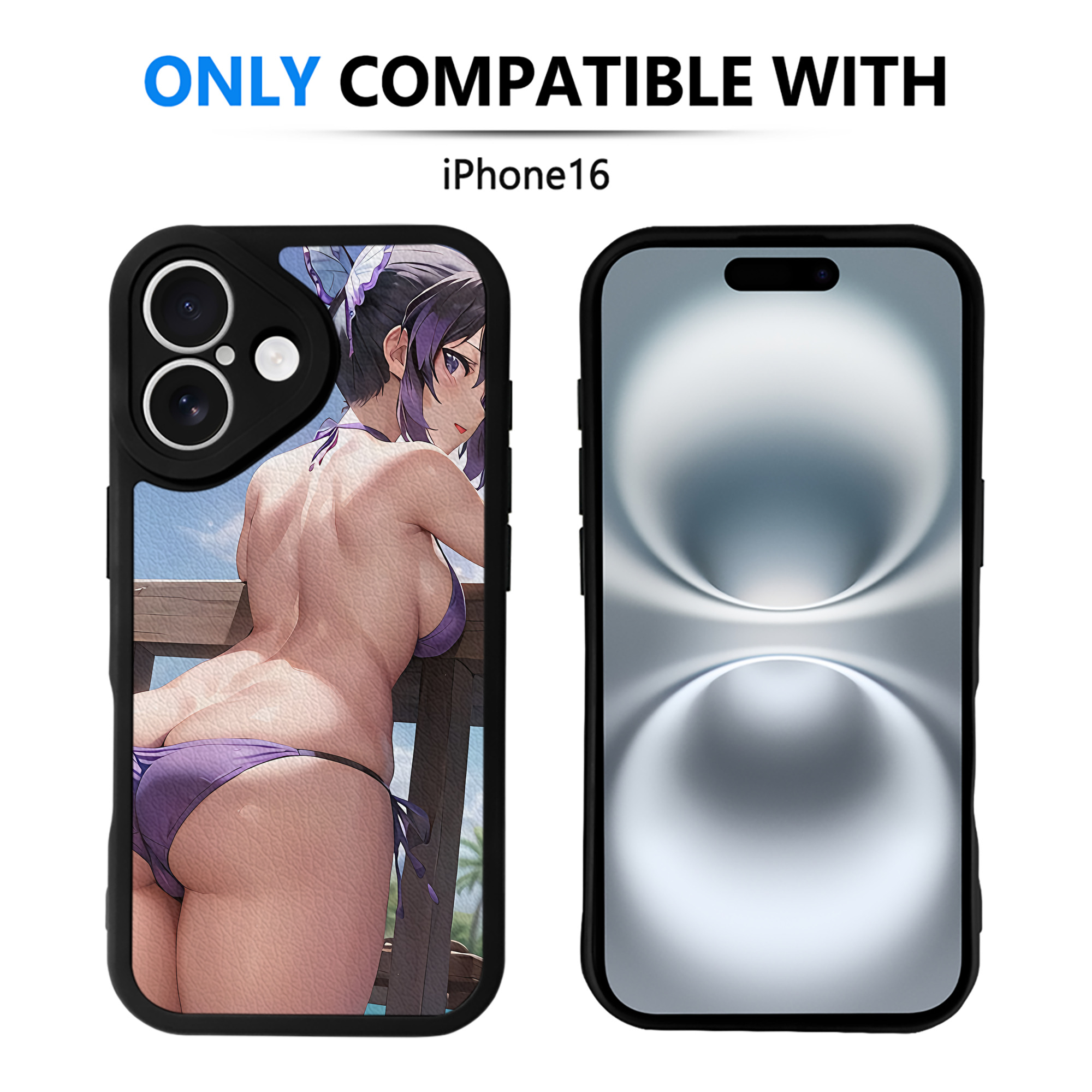 （画像用） 鬼滅の刃（きめつのやいば）蟲柱-胡蝶 しのぶ／こちょう しのぶ Kochou Shinobu 【iPhone 16シリーズ対応】シリコンスマホケース（レザー調） 材質：シリコン